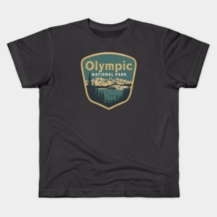 Olympic National Park Retro Emblem Kids T-Shirt